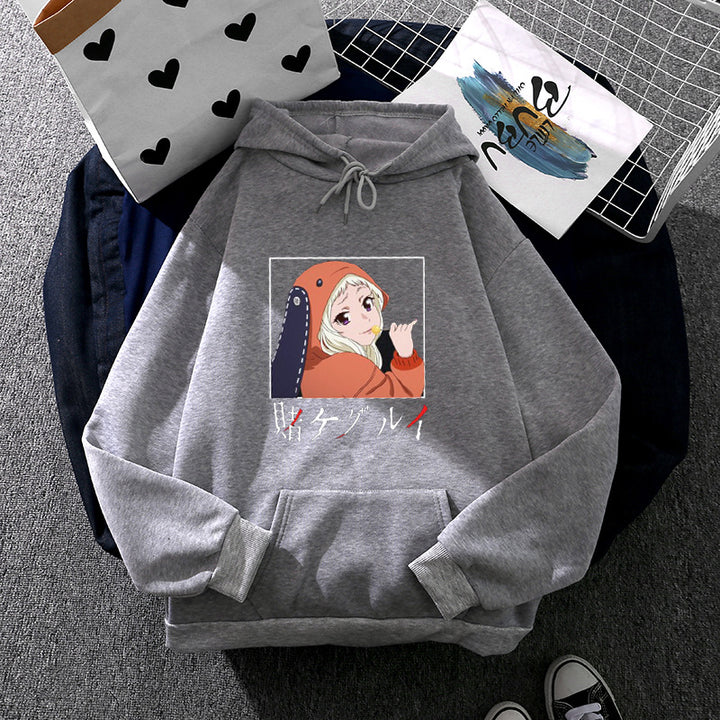 Damen nan Oversize Kapuzenpullover mit Manga-Frontprint und Kängurutasche Drune