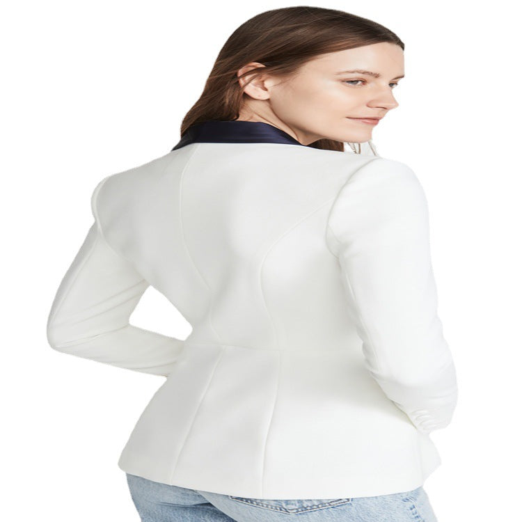 Damen Taillierter Smoking‑Blazer mit satiniertem Schalkragen und Ein‑Knopf‑Front Drune