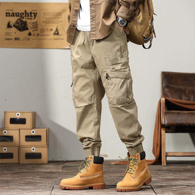 Herren Robust-Canvas Cargo-Jogger mit elastischem Komfortbund, Sicherheits-Pattentaschen und Knieabnähern Drune