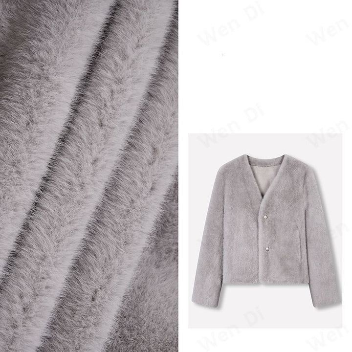 Damen Flauschige Kurzjacke mit edlen Knöpfen Drune