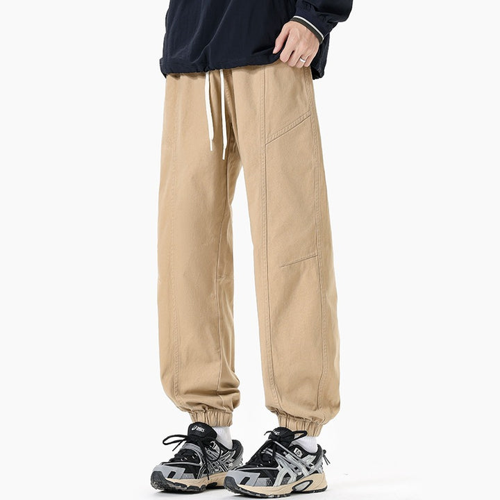 Herren Oversized Utility-Jogginghose aus robustem Baumwollmix mit Kordelbund, seitlichen Cargo‑Taschen & gerippten Bündchen Drune