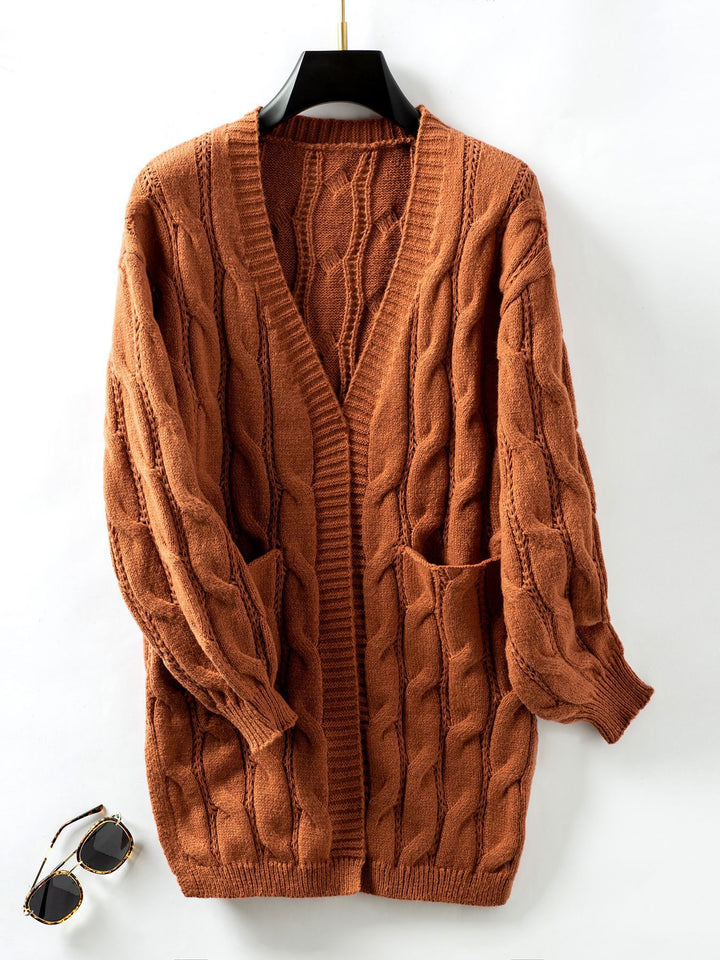 Damen Strickjacke mit V-Ausschnitt und praktischen Taschen Drune