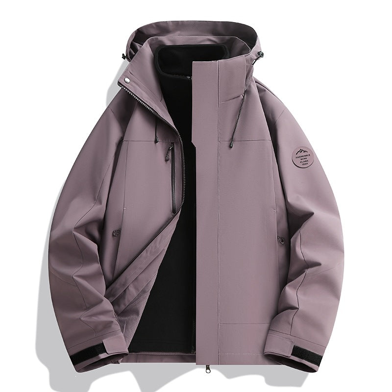 Herren Wetterfeste Softshelljacke mit Fleece‑Innenfutter, verstellbarer Kapuze & Reißverschluss‑Brusttasche Drune