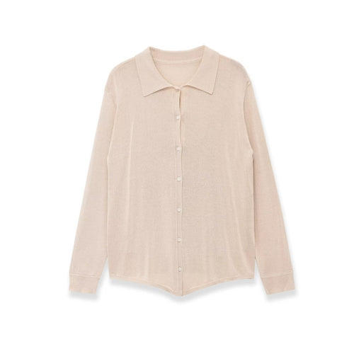 Damen Leichter Strick-Cardigan mit Hemdkragen und Knopfleiste Drune