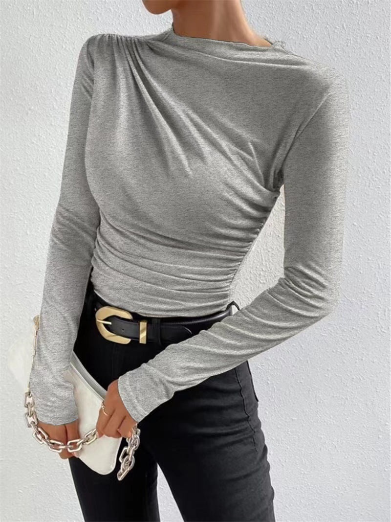 Damen Langarmshirt mit eleganten Raffungselementen und klassischem Design Drune