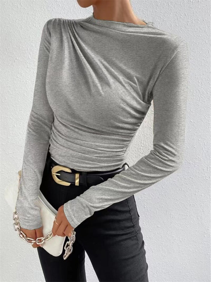 Damen Langarmshirt mit eleganten Raffungselementen und klassischem Design Drune