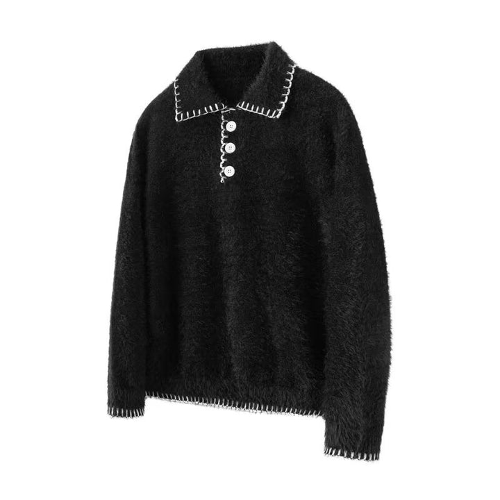 Damen Kuscheliger Grobstrickpullover mit Polokragen Drune