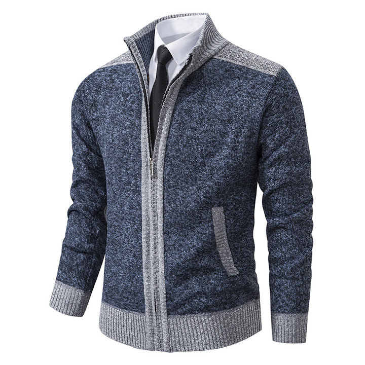 Herren nan strukturierter Strickcardigan mit Stehkragen und durchgehendem Reißverschluss Drune