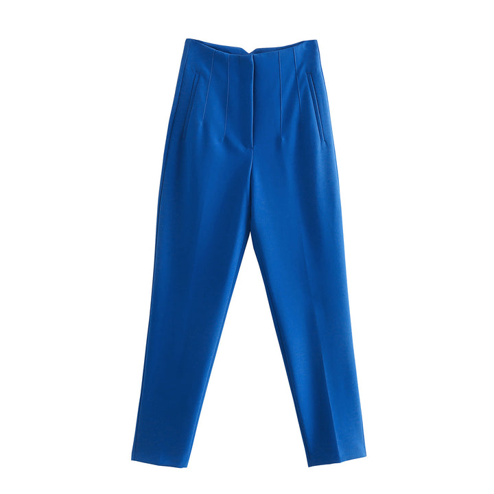 Damen Hochtaillierte tapered Anzughose mit Bügelfalte und Paspeltaschen Drune