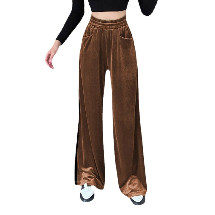Damen Weitgeschnittene Velourhose mit elastischem Bund und praktischen Taschen Drune