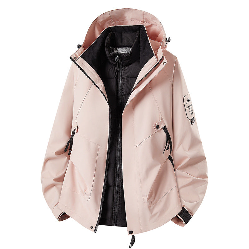 Herren Zwei-in-eins Wetterschutzjacke mit abnehmbarer Steppweste und verstellbarer Kapuze Drune