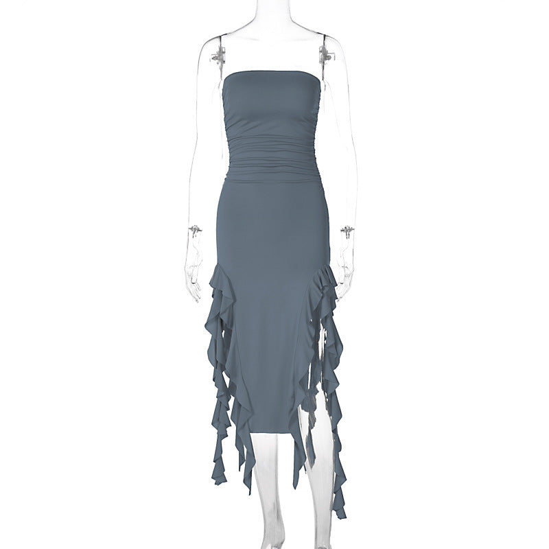 Damen Wickelkleid mit Rüschen und figurformendem Schnitt Drune