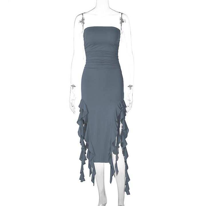 Damen Wickelkleid mit Rüschen und figurformendem Schnitt Drune