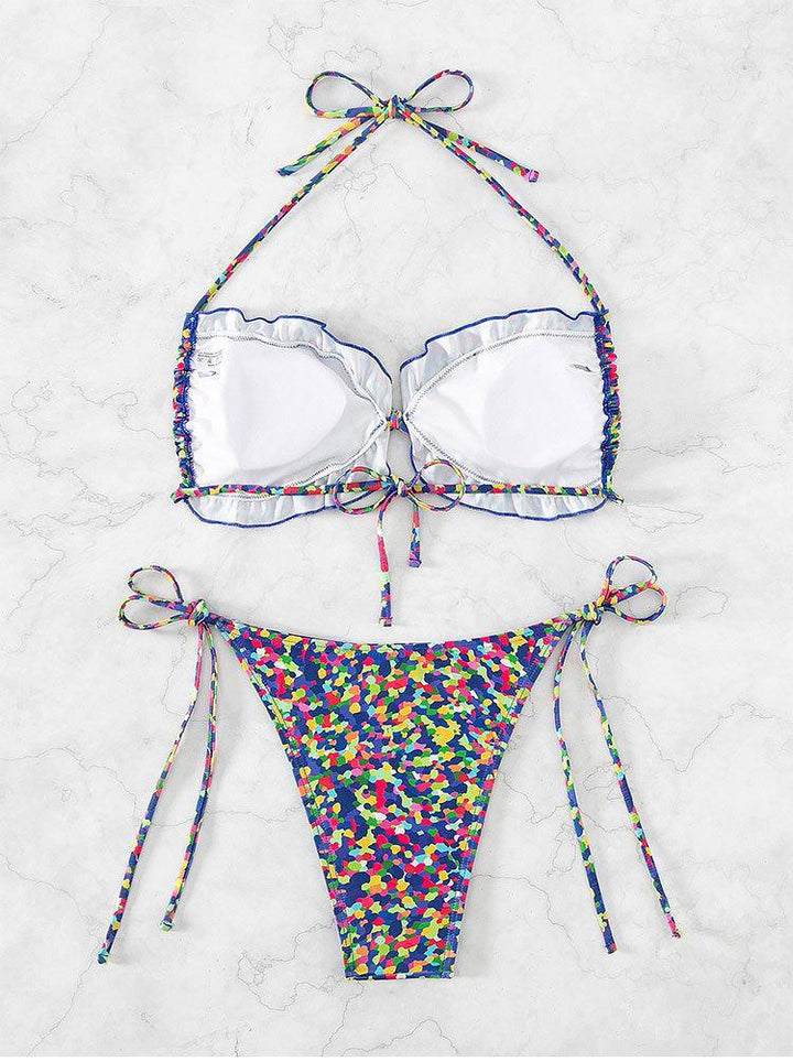Damen Push-Up-Bikini mit verstellbaren Trägern und farbenfrohem Muster Drune