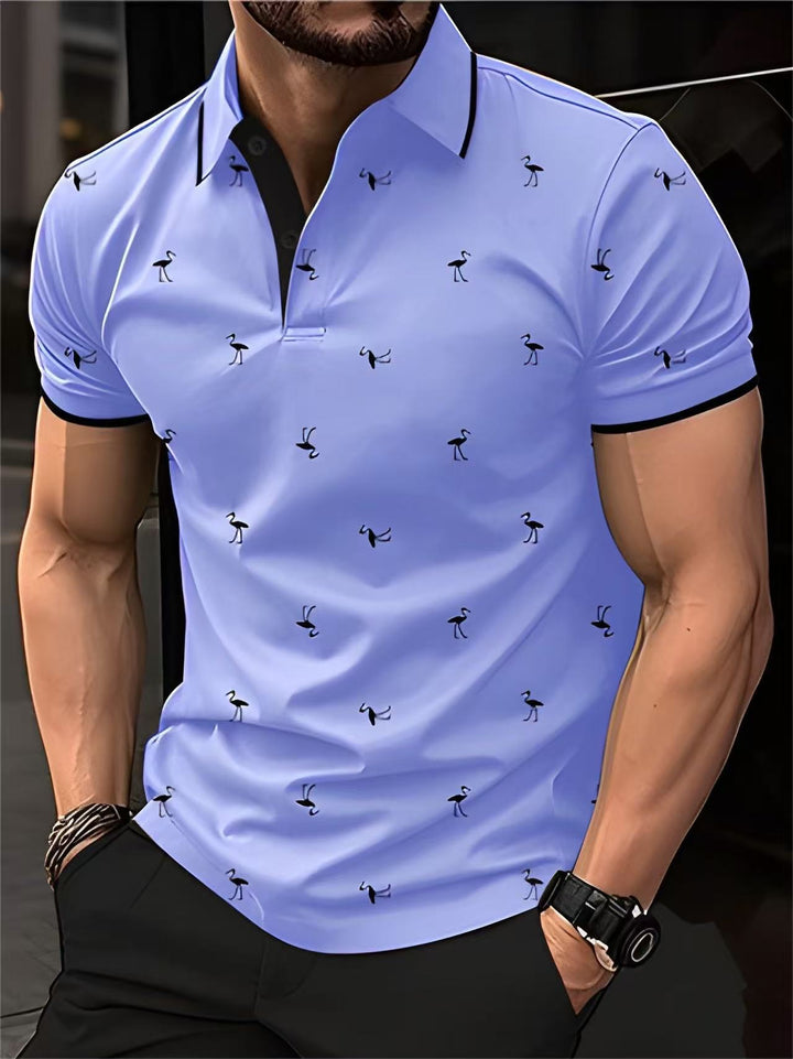 Herren Polohemd mit einzigartigem Flamingo-Muster Drune