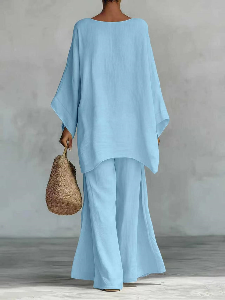 Damen Lässiges Oversize-Kaftanoberteil mit weiten Palazzohosen Drune