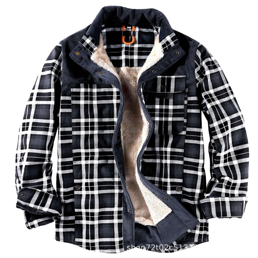 Herren gefütterte Karo-Hemdjacke im lässigen Stil mit praktischen Taschen Drune