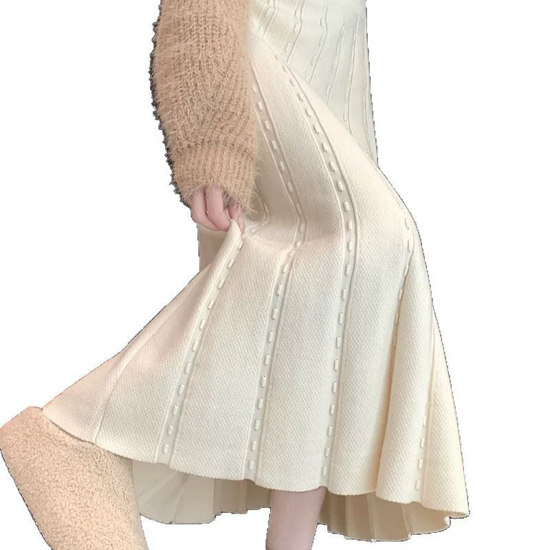 Damen Eleganter Plisseerock mit gehäkeltem Muster Drune