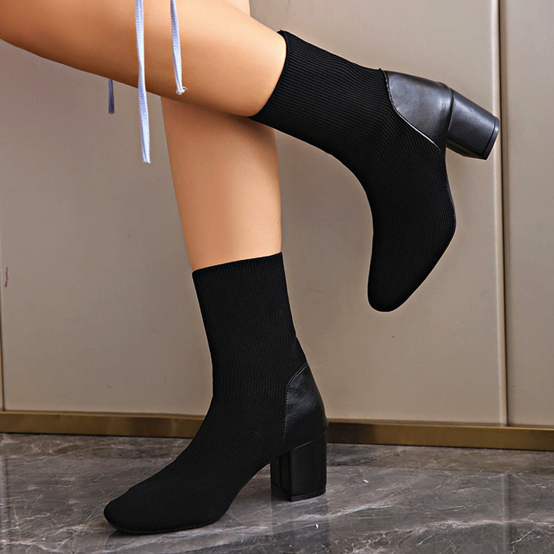 Damen Modische Stiefeletten aus Strick Drune