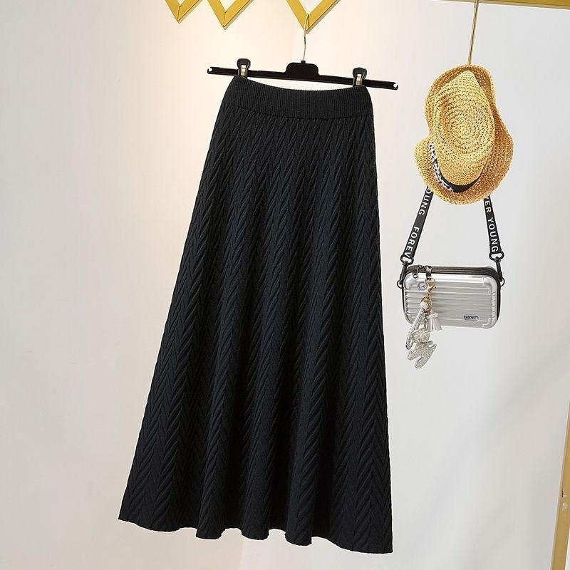 Damen Eleganter Maxirock mit Chevron-Muster Drune