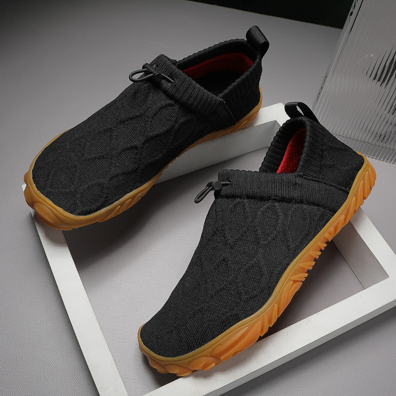 Herren gestrickte Slip-On Freizeitsneaker mit elastischem Schaft, Zuglasche und griffiger Gummisohle Drune