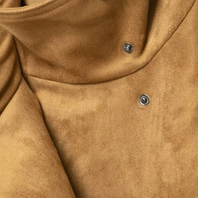 Damen Kurzblouson aus Kunstleder mit doppelreihiger Knopfleiste und Schultercape Drune