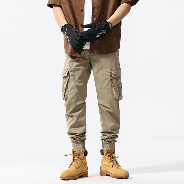 Herren Baumwoll‑Canvas Cargo‑Jogger mit elastischem Bund, Multifachtaschen und gerippten Knöchelabschlüssen Drune