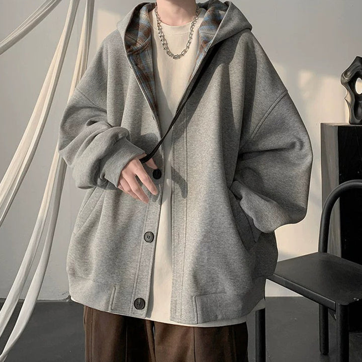 Herren lässige Oversized Jacke mit Kapuze und funktionalen Details Drune