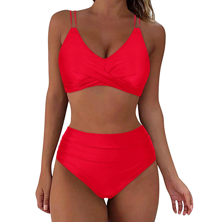 Damen Hochgeschnittenes Bikini-Set mit elegantem Wickeldesign Drune