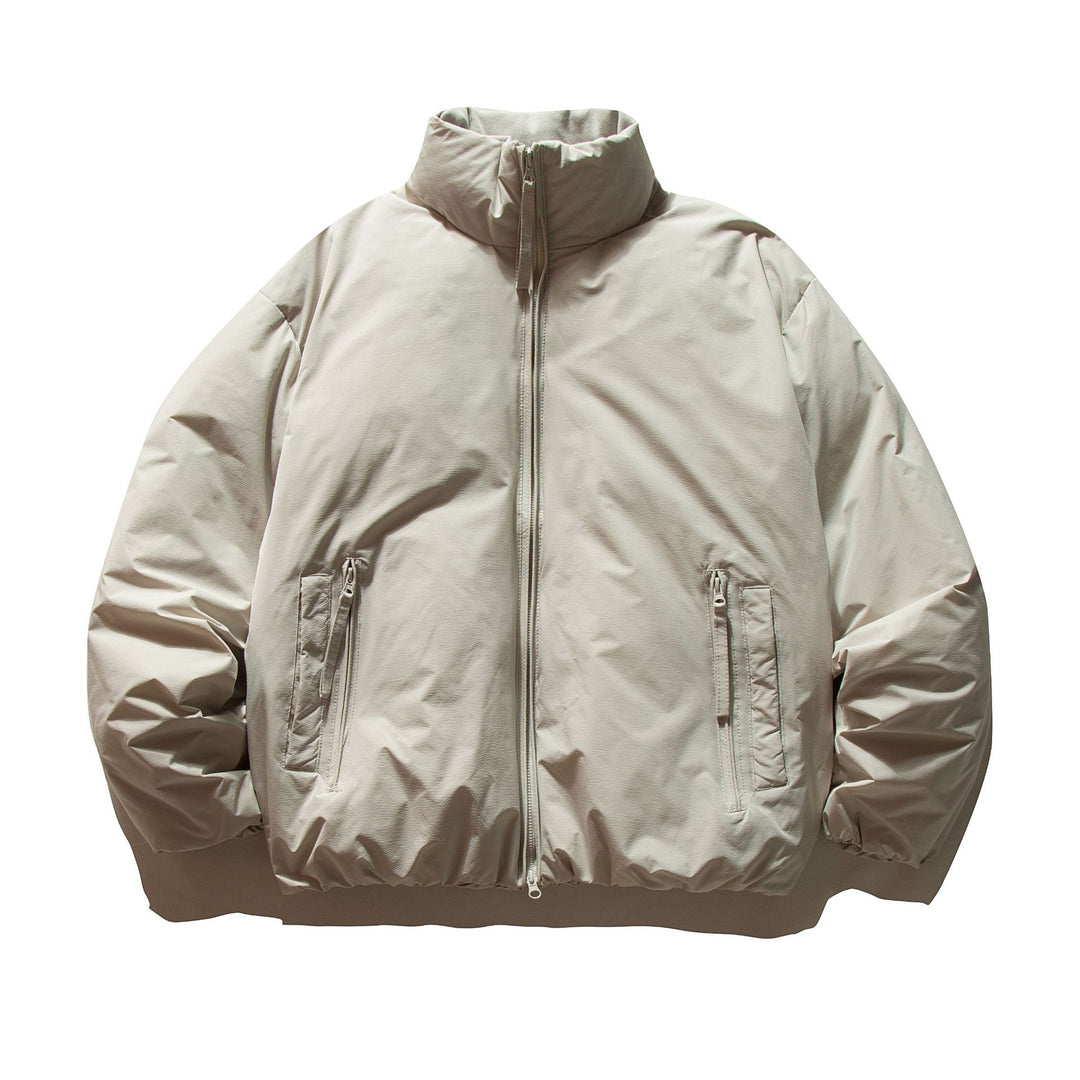 Unisex Kurz geschnittene Boxy-Isolationsjacke mit hohem Stehkragen und Reißverschluss-Taschen Drune