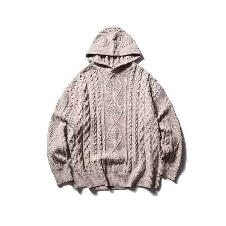 Herren Grobstrick Pullover mit Kapuze Drune