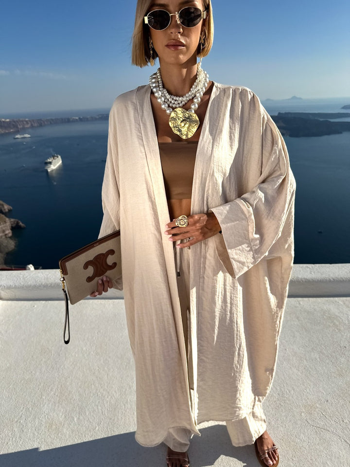 Damen luftiger Kaftan-Set mit weiten Ärmeln Drune