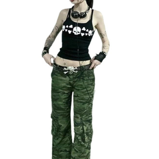 Damen Tanktop mit frechem Totenkopf-Design und schmalen Trägern Drune