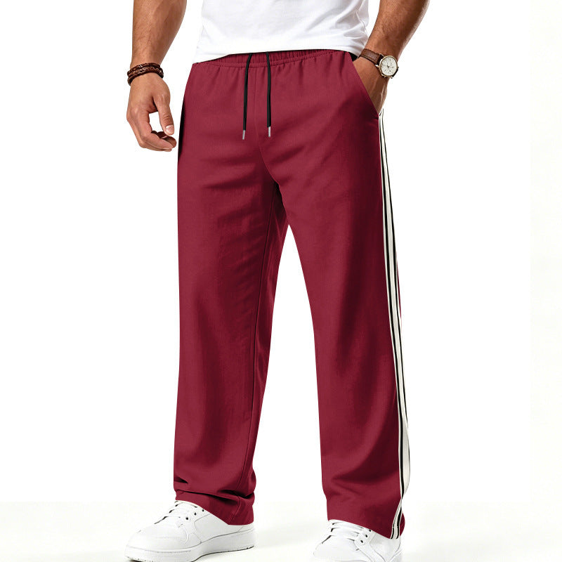 Herren Relaxte Trackhose mit seitlichem Doppelstreifen und elastischem Bund Drune