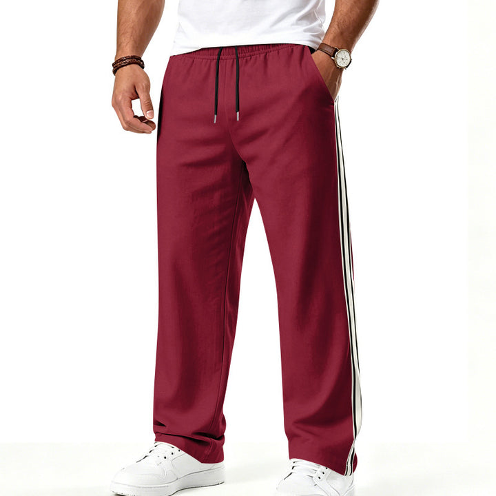 Herren Relaxte Trackhose mit seitlichem Doppelstreifen und elastischem Bund Drune