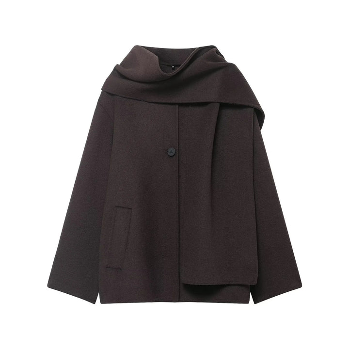 Damen nan Oversize Wollmantel mit voluminösem Schalkragen und verdeckter Knopfleiste Drune