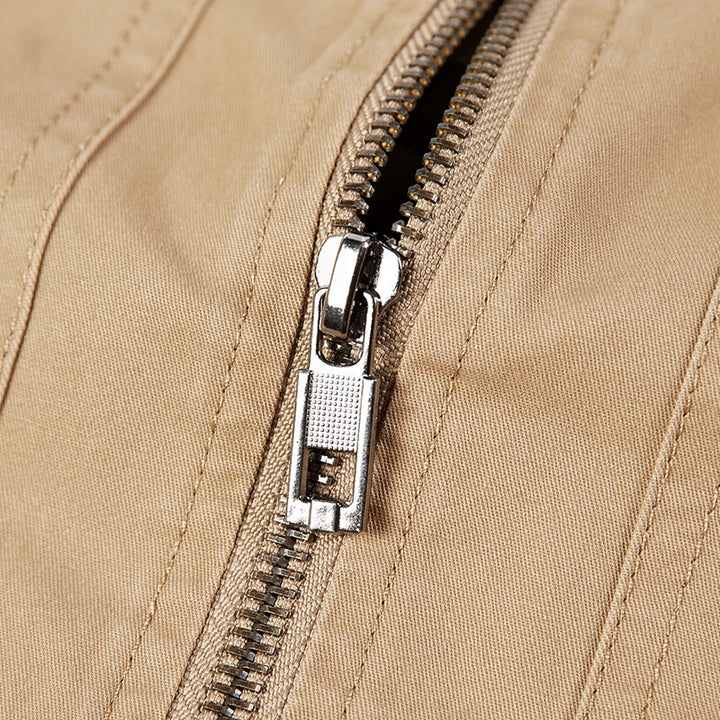 Herren Leichte Canvas‑Bomberjacke mit kariertem Innenfutter und elastischen Bündchen Drune