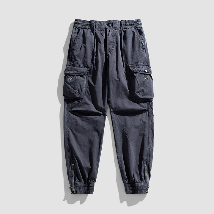 Herren Cargohose im Joggerstil mit elastischem Komfortbund, Multifunktionalen Klapp‑Utility‑Taschen und Knöchelreißverschluss Drune