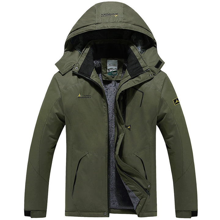 Herren technische Outdoor-Thermojacke mit abnehmbarer Kapuze, winddichter Außenschale und wärmender Fleece-Innenlage Drune