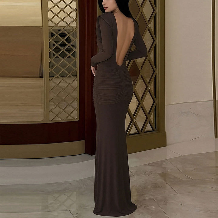 Damen Elegantes Maxikleid mit raffiniertem Wickelausschnitt und drapierten Details Drune