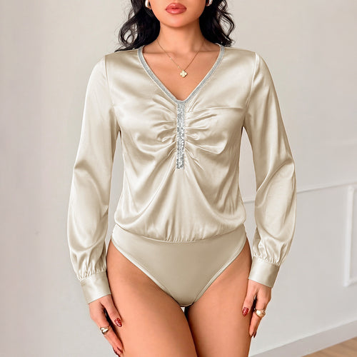 Damen Elegantes Blusenshirt mit Rüschendetails und Strassakzenten Drune