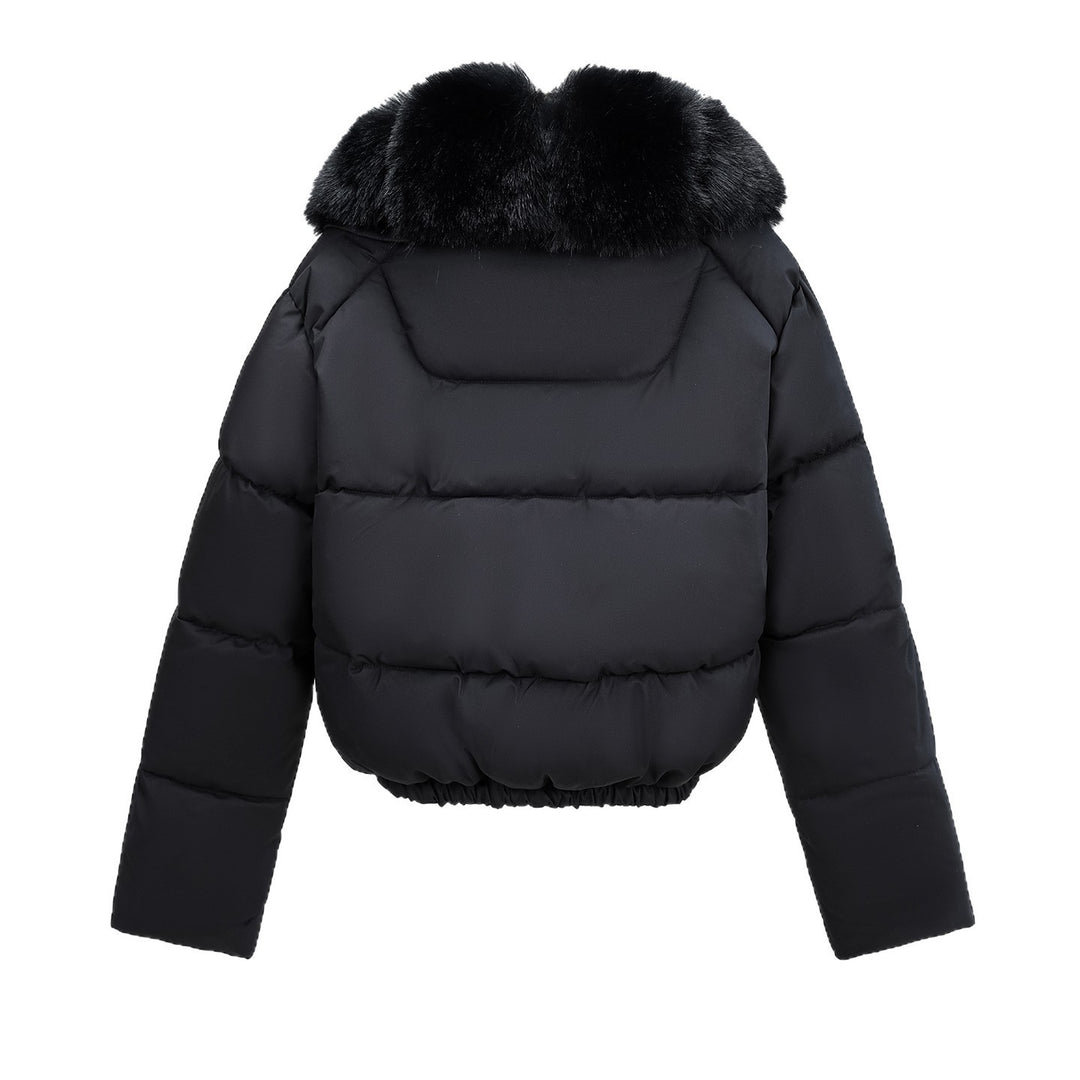 Damen Kurz‑Pufferjacke im Boxy‑Cut mit voluminösem Fellkragen und elastischem Saum Drune