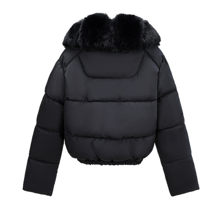 Damen Kurz‑Pufferjacke im Boxy‑Cut mit voluminösem Fellkragen und elastischem Saum Drune