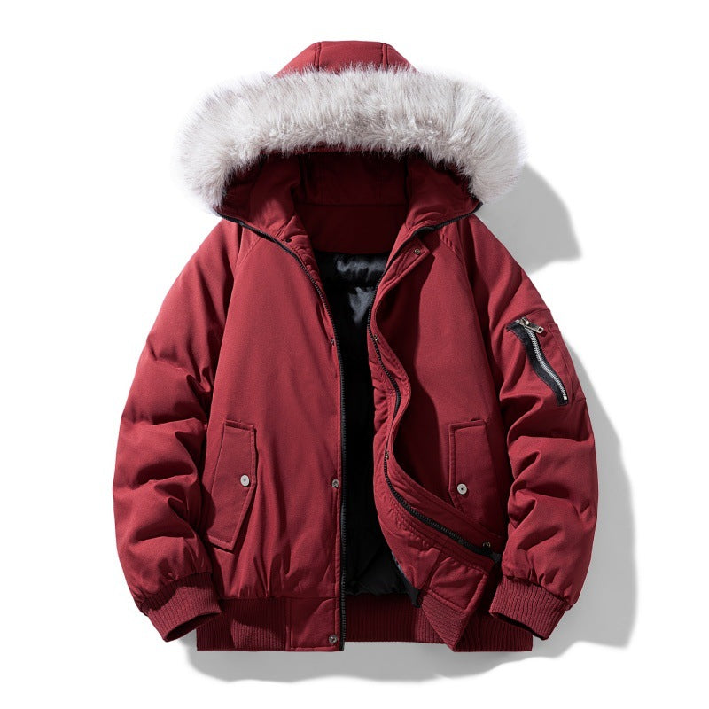 Herren gesteppte Winterparka mit abnehmbarer Kunstfellkapuze und winddichter Wattierung Drune