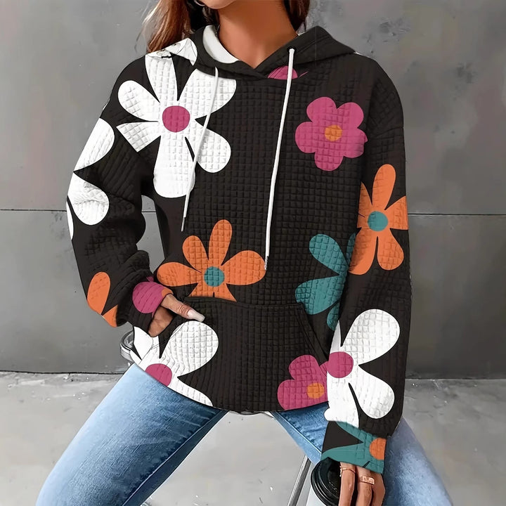 Damen Kapuzenpullover mit floralem Strukturmuster und bequemer Passform Drune