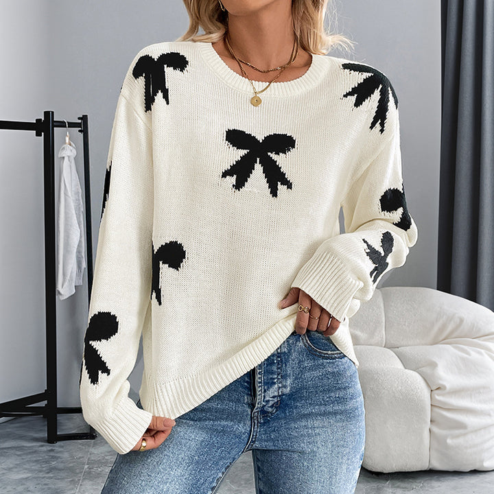 Damen Modischer Pullover mit Schleifenmuster Drune