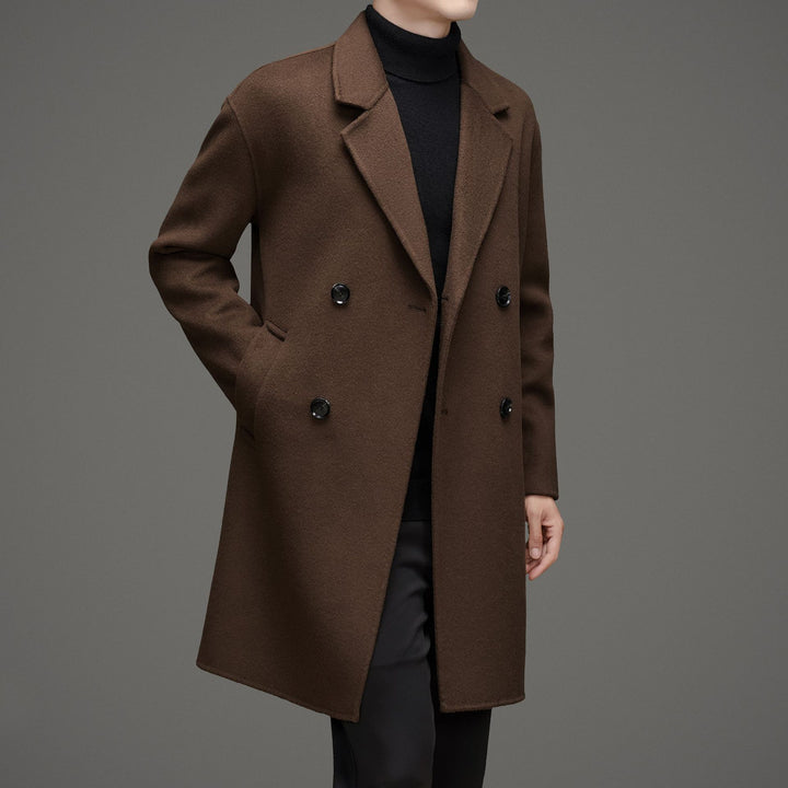 Herren eleganter Wollmantel mit doppelt gearbeiteter Knopfleiste und praktischen Taschen Drune