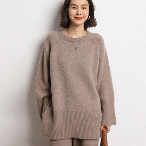 Damen Grobstrickpullover mit weit geschnittenem Design und voluminösen Ärmeln Drune