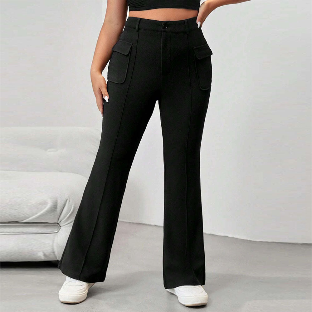 Damen Flared Hose mit praktischen Seitentaschen und elastischem Bund Drune
