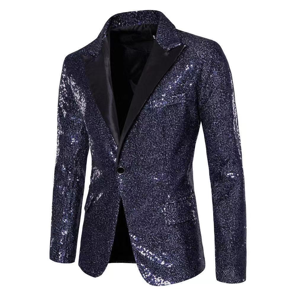 Herren eleganter Pailletten-Blazer mit edel dekorativen Akzenten Drune